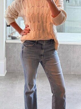 United Colors of Benetton Cream Chunky Knit Crewneck Sweater, Size M